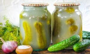 Pickled cucumbers in a jar for the winter