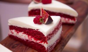 Juicy red velvet sponge cake