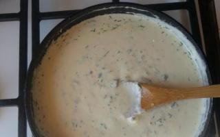 Creamy sauce with mushrooms recipe